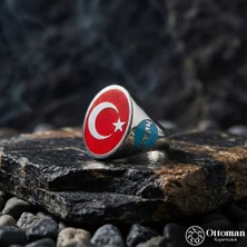 Design Ottoman Kuyumculuk Ay Yıldızlı Gümüş Erkek Yüzük