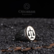 Design Ottoman Kuyumculuk Adalet Terazisi Model Gümüş Erkek Yüzük