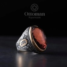 Design Ottoman Kuyumculuk Kişiye Özel Gravürlü Zultanit Taşlı Gümüş Erkek Yüzük