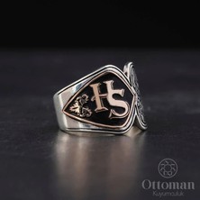 Design Ottoman Kuyumculuk Kişiye Özel Tasarım Harfli Gümüş Erkek Yüzük