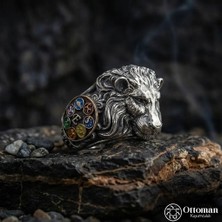 Design Ottoman Kuyumculuk Aslan Figürlü Gümüş Erkek Yüzük