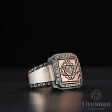 Design Ottoman Kuyumculuk Kare Tasarım Süleyman Mührü Gümüş Yüzük