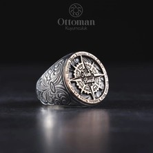 Design Ottoman Kuyumculuk Pusula Gümüş Erkek Yüzük
