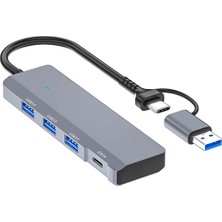MegaSepet Ally ADS-309D 4 Portlu Usb+Type-C USB 3.0 Çoklayıcı Data Hub ADAPTÖR-(5775) - ME001W-50ZSJ6