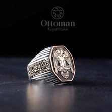 Design Ottoman Kuyumculuk Çift Başlı Kartal Gümüş Erkek Yüzük