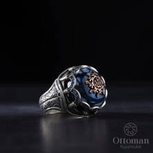 Design Ottoman Kuyumculuk Özel Tasarım Galalit Taşlı Gümüş Erkek Yüzük