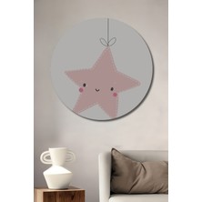 Teona Ahşap Dekoratif Ahşap Yuvarlak Tablo Mutlu Yıldız