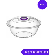 Loremp Şeffaf Badya Leğen Kapaklı Ölçek Göstergeli 9 Lt