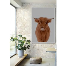 Teona Ahşap Dekoratif Ahşap Dikdörtgen Tablo Tüylü Inek