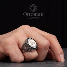 Design Ottoman Kuyumculuk Hasbunallahu ve Ni'mel Vekil Yazılı Sekizgen Gümüş Erkek Yüzük
