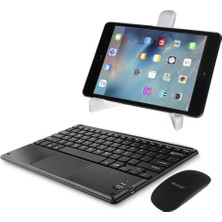 Microcase Samsung Galaxy Tab A11 8.7 Inch Için Bluetooth Touchpad Klavye (Tr Sticker)+Bluetooth Mouse+Tablet Standı- AL2766