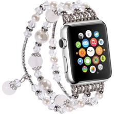 Bi Seyyar Ally Apple Watch 7-8 41MM 6-5-4 40MM Boncuk Taşlı Lux Kordon Kayış 3-2-1 38MM-(5 - BI001V-4YCQJ