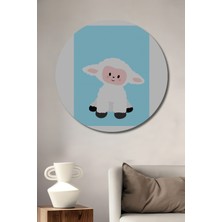 Teona Ahşap Dekoratif Ahşap Yuvarlak Tablo Sevimli Kuzu