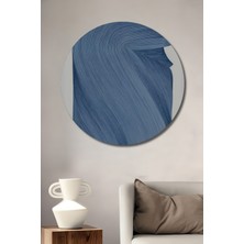 Teona Ahşap Dekoratif Ahşap Yuvarlak Çerçeve Görünümlü Tablo Mavi Dalgalar