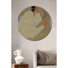 Teona Ahşap Dekoratif Ahşap Yuvarlak Tablo Çiçekli Kadın