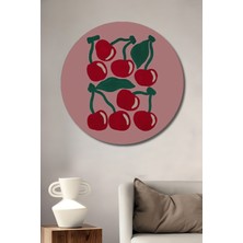 Teona Ahşap Dekoratif Ahşap Yuvarlak Tablo Kiraz Deseni