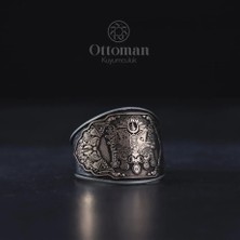 Design Ottoman Kuyumculuk Osmanlı Sancağı Gümüş Erkek Yüzük