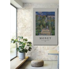 Teona Ahşap Dekoratif Ahşap Dikdörtgen Tablo Monet Bahçe Çiçekleri