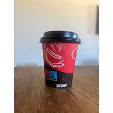 10 Adet Fb Cup 8 Oz Kapaklı Karton Bardak Seti - Modern Kırmızı Siyah Tasarım