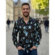 Yusgos Uzun Kollu Pamuklu Modal Kumaş Desenli Regular Fit Erkek Gömlek