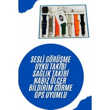 AK-SA-STR Akıllı Saat 7 Kordon Hediyeli Takvim Alarm Nabız Ölçer Bildirim Görme Sesli Görüşme