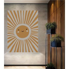 Teona Ahşap Dekoratif Ahşap Dikdörtgen Tablo Gülen Güneş