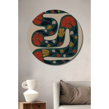 Teona Ahşap Dekoratif Ahşap Yuvarlak Tablo Çiçekli Yılan
