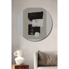 Teona Ahşap Dekoratif Ahşap Yuvarlak Çerçeve Görünümlü Tablo Soyut Sanat 1