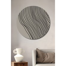 Teona Ahşap Dekoratif Ahşap Yuvarlak Tablo Soyut Çizgiler