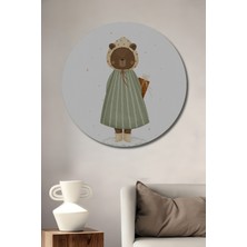 Teona Ahşap Dekoratif Ahşap Yuvarlak Tablo Kışlık Ayıcık