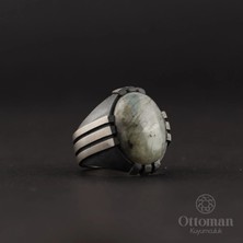 Design Ottoman Kuyumculuk Labradorid Taşlı Pençe Model Gümüş Erkek Yüzük