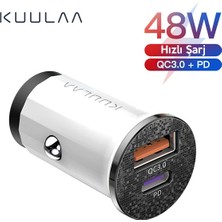 Egecen Kuulaa 42W USB + Type-C Çift Çıkışlı Mini Hızlı Araç Şarj CIHAZI-(5775) - EC001Z-566MH8