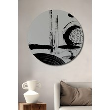 Teona Ahşap Dekoratif Ahşap Yuvarlak Tablo Soyut Çizgiler