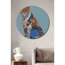 Teona Ahşap Dekoratif Ahşap Yuvarlak Tablo Desenli Kaplan