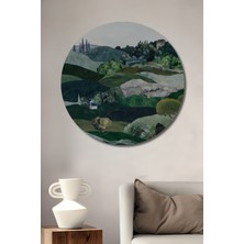 Teona Ahşap Dekoratif Ahşap Yuvarlak Tablo Yeşil Manzara