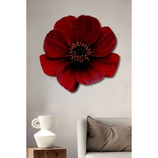 Teona Ahşap Dekoratif Ahşap Yuvarlak Tablo Kırmızı Çiçek