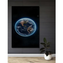Teona Ahşap Dekoratif Ahşap Dikdörtgen Tablo Mavi Gezegen