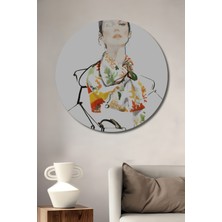 Teona Ahşap Dekoratif Ahşap Yuvarlak Tablo Renkli Fular