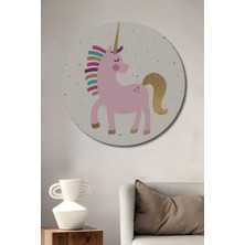 Teona Ahşap Dekoratif Ahşap Yuvarlak Tablo Pembe Unicorn