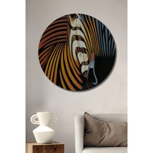 Teona Ahşap Dekoratif Ahşap Yuvarlak Tablo Zebra Deseni