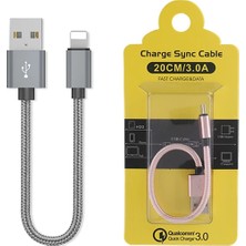 Egecen Ally Iphone Ios 3.0A Hızlı Şarj Halat USB Kablo 20CM-(5775) - EC001Z-56VY08