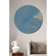 Teona Ahşap Dekoratif Ahşap Yuvarlak Tablo Mavi Dalgalar