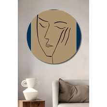 Teona Ahşap Dekoratif Ahşap Yuvarlak Tablo Picasso Çizim