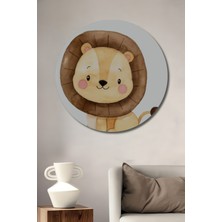 Teona Ahşap Dekoratif Ahşap Yuvarlak Tablo Sevimli Aslan