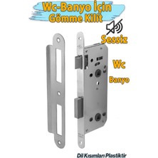 Htm Yapı Banyo Wc Sessiz Kapı Gömme Kilidi 45 mm Iç Silindirsiz Barelsiz Dayanıklı Metal Kilit Mekanizması