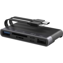 Egecen Ally NK-1048HD 6in1 USB + Type-C + Lightning + Sd-Tf Kart Okuyucu Çevirici Adaptör - EC001Z-56TTB