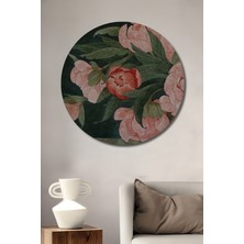 Teona Ahşap Dekoratif Ahşap Yuvarlak Tablo Pembe Çiçekler
