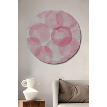 Teona Ahşap Dekoratif Ahşap Yuvarlak Tablo Pembe Daireler
