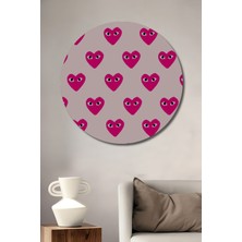 Teona Ahşap Dekoratif Ahşap Yuvarlak Tablo Gözlü Kalpler