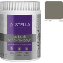 Stella Su Bazlı Saf Akrilik Boya (Moss Grey RAL-7003) - 1 Litre